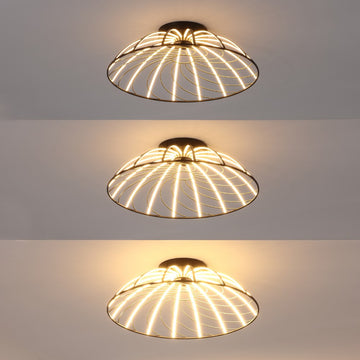 Ambros 23.5" Modern Industrial Metal Dimmable Stripe Half-Cage Integrated LED Flush Mount - JONATHAN Y